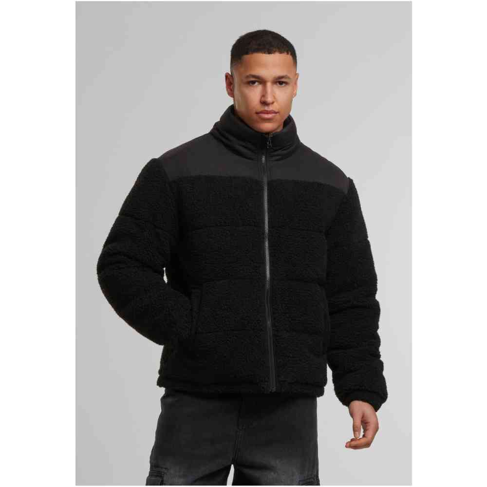 Urban Classics - Fabric Mix Teddy Gewatteerd jack - Zwart